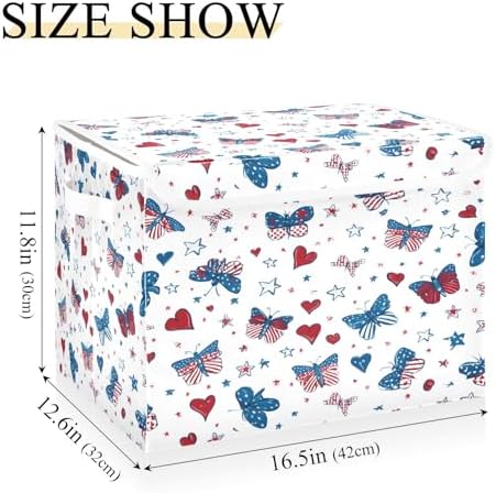 Bolaz Storage Bins with Lids and Handles, Butterfly Flag Stars Pattern Storage - Image 3