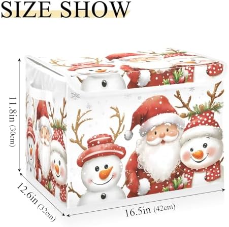Bolaz Storage Bins with Lids and Handles, Christmas Snowman Storage Box Storage - Image 3