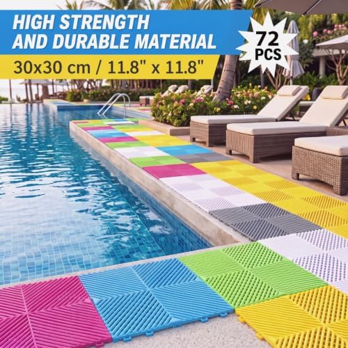 Barydat 72 Pcs 12x12 Garage Floor Tiles Interlocking Drainage - Image 5