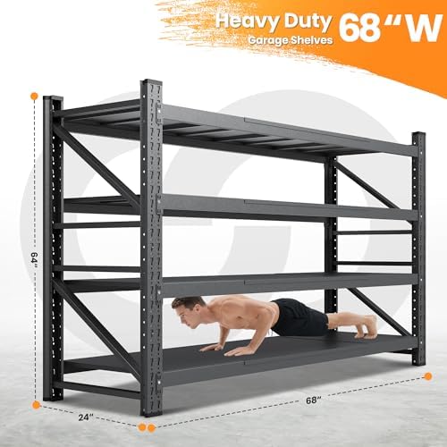 68” Wide Heavy Duty Metal Garage Shelving, Adjustable Storage Shelf - Image 2