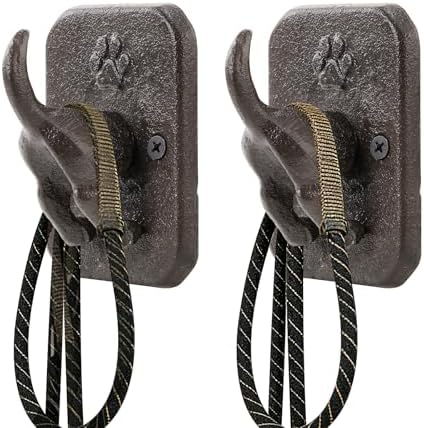 2 Pack Rustic Cast Iron Dog Leash Holder Wall Hook, Heavy Duty Wall Mount Hook by Kiiocwev