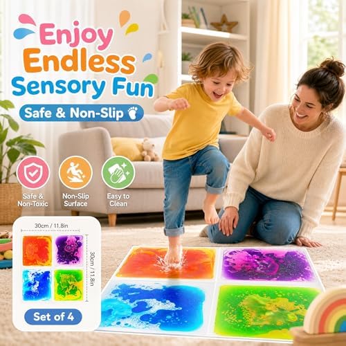 edusense Liquid Sensory Floor Tiles Non-Slip Autism Home&Classroom Play 3+ - Image 2