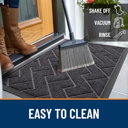 OLANLY Front Door Mat Outside 29.5x17, All-Season Absorbent Rubber Doormat - Image 6