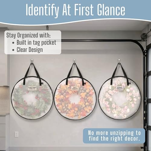 VENO 2 Pack Summer Wreath Storage Container, 36 Inch Clear Wreath Bag, - Image 5