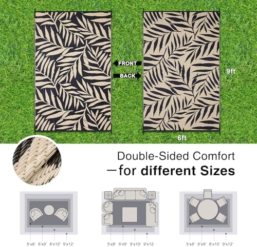 OLANLY Outdoor Rug 6x9 ft Waterproof Reversible Leaf Mat - Image 2