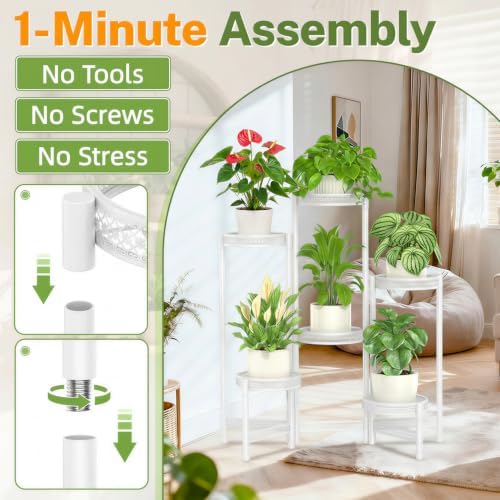 iDavosic.ly Plant Stand Indoor Outdoor, 6 Tier Iron Corner Shelf - Image 3