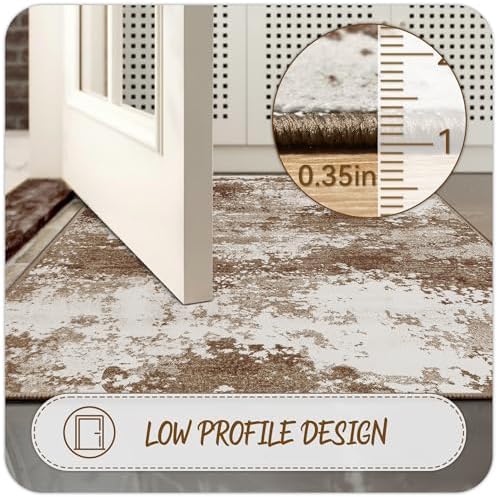 Brown Rug Runners for Hallways Kitchen 2.6x8 Non Slip Washable Entryway Runner - Image 4