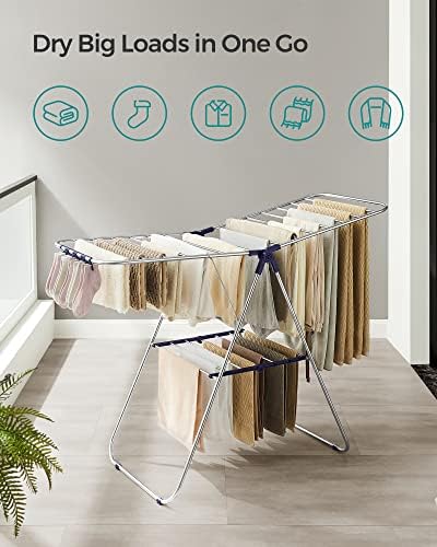 SONGMICS Clothes Drying Rack, Foldable Space-Saving Steel Laundry Rack - Image 3