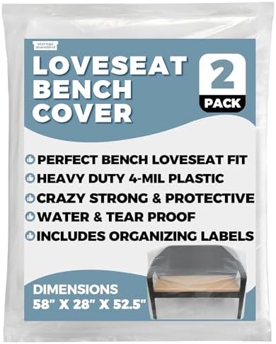 2-Pack Patio Loveseat Bench Cover - Image 2