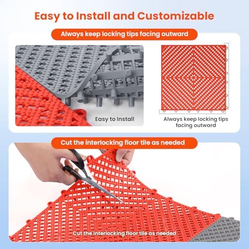 Jocoevol 12-Pcs Interlocking Tile, Indoor/Outdoor Drainage Interlocking Floor - Image 3