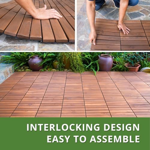 BEEFURNI Interlocking Acacia Wood Deck Tiles 12x12 - Image 3
