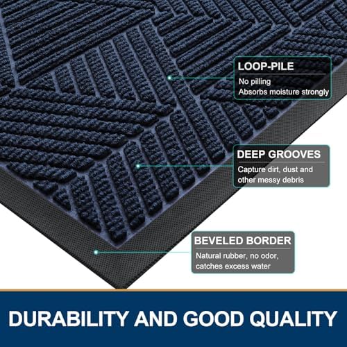 Smiry Front Door Mat Outside Entrance, Low Profile Rubber Doormat - Image 4