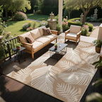 Pauwer Waterproof Outdoor Rug 8x10, Plastic Straw Patio Rug, Leaf Brown - Image 4