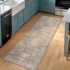 Washable Moss Green 2x5 Neutral Runner Rug - Image 3