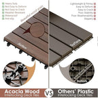 PrimeZone 432 PCS Solid Acacia Wood Interlocking Patio Deck Tiles Outdoor - Image 6