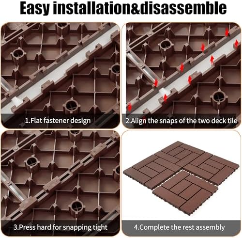 Plastic Interlocking Deck Tiles, 44 Pack, Z Style, Non-Slip Patio Floor Decking - Image 3