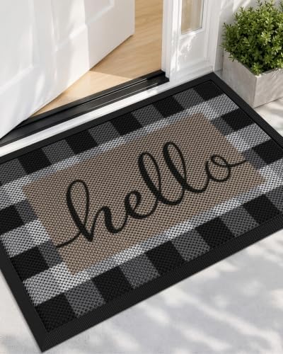 Color&Geometry Outdoor Door Mat 32"x48", Buffalo Plaid Hello by COLORG