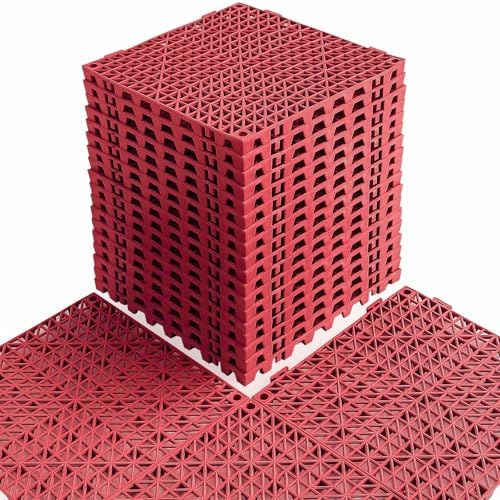 MAXWAVE 18 Pack 12" x 12" Modular Interlocking Floor Mats, Soft PVC Non-Slip by MAXWAVE