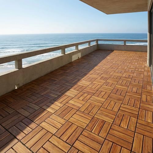Bare Decor BARE-WF2009 Solid Teak Wood Interlocking Flooring Tiles - Image 6