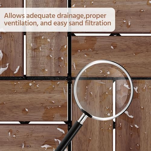Yaheetech 27PCS Acacia Wood Deck Tiles Interlocking Patio Flooring - Image 7