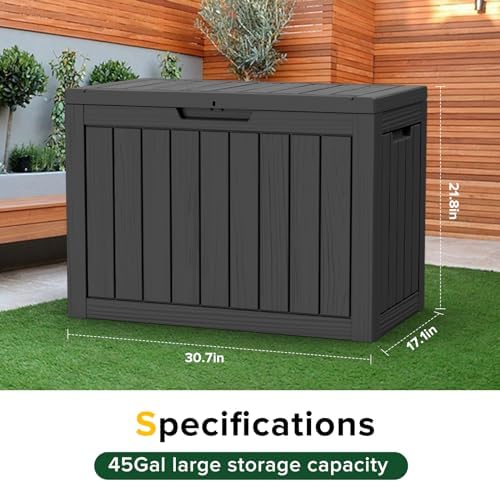 45 Gallon Outdoor Deck Box, Lockable Waterproof Outdoor Storage Boxes - Image 4