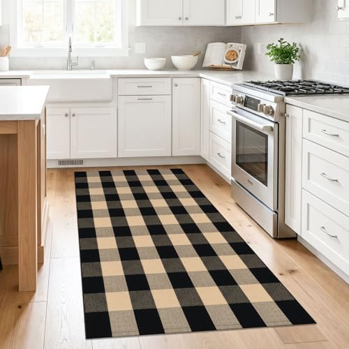 KILOCOCO Buffalo Plaid Checkered Rug 3x5 ft Front Door Rug - Image 4