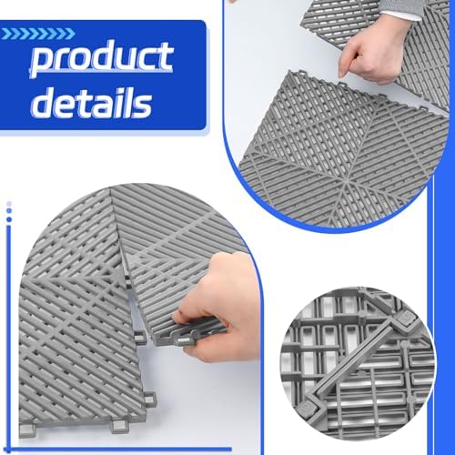 Barydat 72 Pcs 12x12 Garage Floor Tiles Interlocking Drainage - Image 3