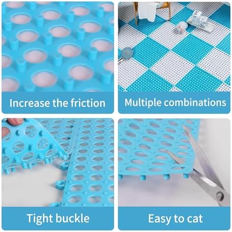 12 Pack 12" x 12" Drainage Interlocking Floor Mats, Non-Slip Shower Bathroom - Image 4