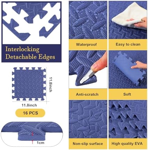 Shihanee 16 Foam Floor Interlocking Tiles, 11.8 x 11.8 Inch - Image 3