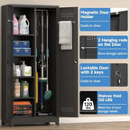 72.8" H Metal Broom Closet Storage Cabinet, Garage Storage Cabinet - Image 4