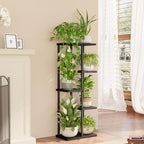 Bamworld Plant Stand 5 Tier Corner Metal Shelf Black - Image 2