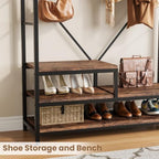 Garvee Coat Rack with Shoe Storage, 16 Hooks, Entryway Organizer - Image 5