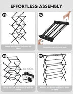 3-Tier Metal Folding Clothes Drying Rack, Laundry Drying Rack Clothing | - Image 7