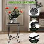 Outdoor Side Table for Small Space, Metal Outdoor Indoor Round Side Table - Image 4