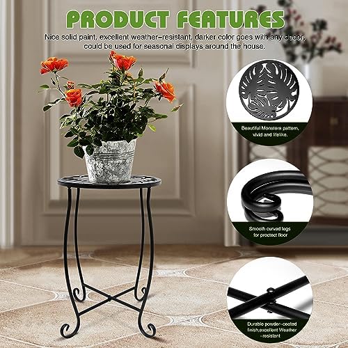 Outdoor Side Table for Small Space, Metal Outdoor Indoor Round Side Table - Image 4
