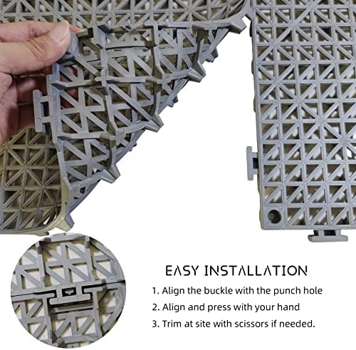 12 Pack Modular Interlocking Cushion 11.6" x 11.6" Rubber Mat Floor Tile Mats - Image 5
