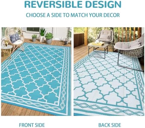 GlowSol Reversible Outdoor Rug 9x18 ft Clearance, Waterproof Outdoor Plastic - Image 4
