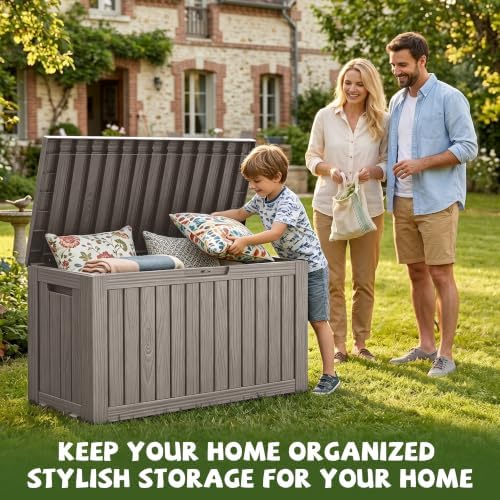 Outdoor Storage Box, Waterproof 120 Gallon Resin Deck Box - Image 5