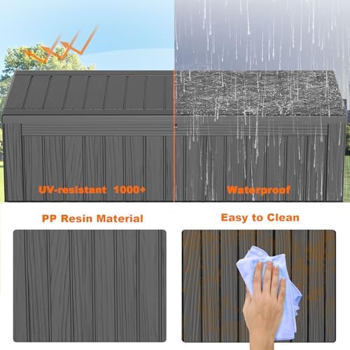 PatioZen 180 Gallon Deck Box, Resin Outdoor Storage Box - Image 4