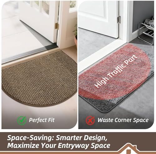 BEQHAUSE Dirt Trapper Door Mat 24" x 36" Half Circle Non Slip Rugs - Image 6
