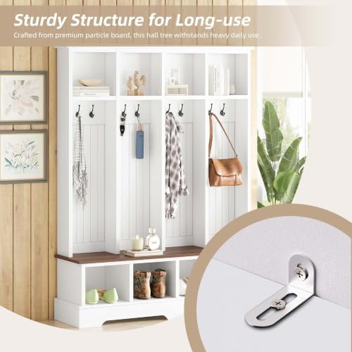 HRVEOCEI 4-in-1 Hall Tree with Storage Bench Shoe Organizer/Shelves - Image 5