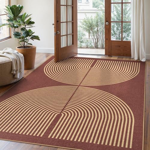 Lahome Modern Rainbow Easy Jute Outdoor Rug 5x7 by Lahome