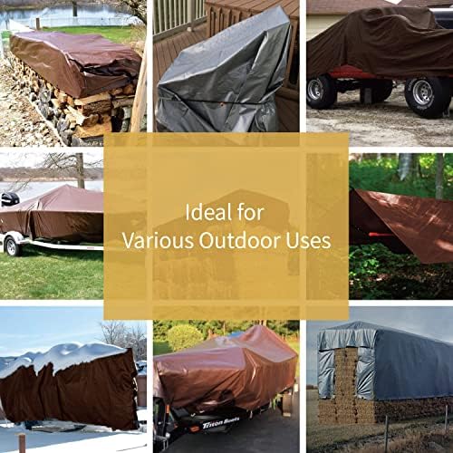 GUARD SHIELD Tarps Heavy Duty Waterproof 12x24 Feet Brown/Bright Silver Poly - Image 6