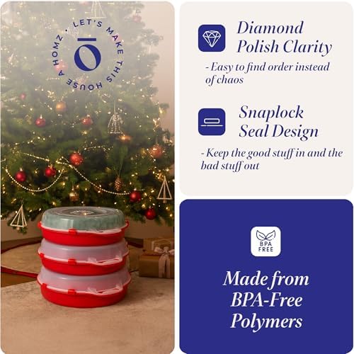 HOMZ Holiday Storage 24" Clear Plastic Wreath Container, 3 Pack - Image 3