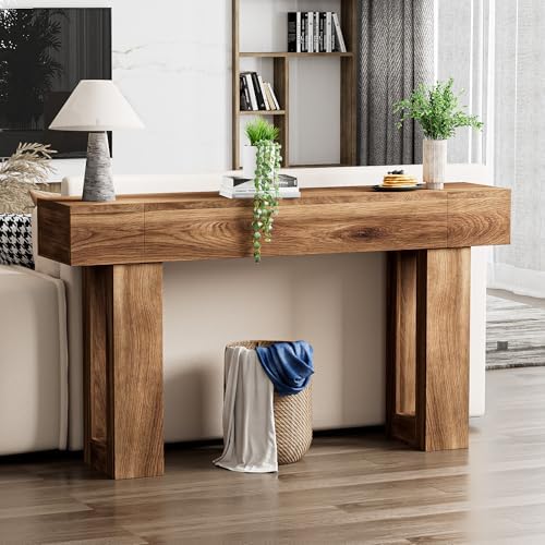 63 Inch Long Console Table, Narrow Rectangular Sofa Table Behind The Couch - Image 3