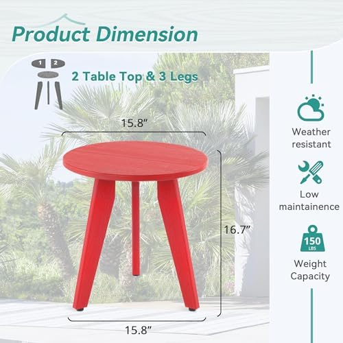 HDPS Outdoor Side Table, Small Round End Table - Image 3