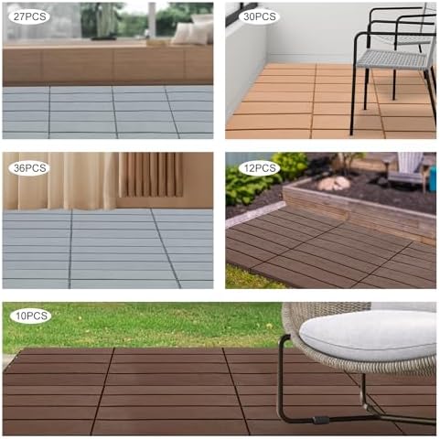 12-Pack Interlocking Deck Tiles, 12 x 12-inch Floor Tiles, Waterproof Plastic - Image 5