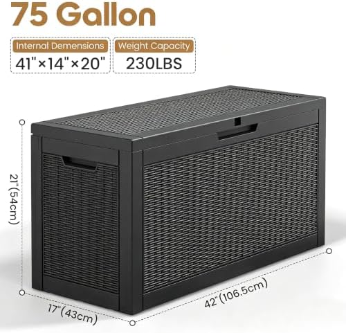 Outdoor Storage Box Waterproof, 75 Gallon Deck Box - Image 2