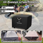 QH.HOME Fire Pit Cover Square 32", 600D Heavy Duty Fabric 100% Waterproof - Image 6