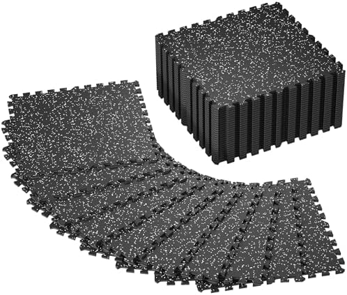 SUPERJARE 0.4'' Thick 36 Pcs 144 Sq Ft Rubber Top Exercise Equipment Mats by SUPERJARE